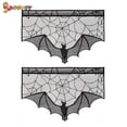 thumbnail image 2 of Spencer 2Pack Black Lace Cobweb Bats Halloween Props Fireplace Mantels Covers Spiderweb Tablecloth Indoor Decorations Window Door Curtains, 2 of 8
