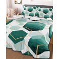 thumbnail image 2 of Turquoise Marble Summer Quilt Set Full Size, Soft Microfiber Quilted Bedding Set with 2 Pillow Shams, Gold White Geometric Hexagon Modern Lightweight All Season Bedspread Coverlet for Bedroom 78"x90", 2 of 6