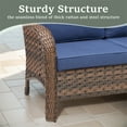 thumbnail image 4 of Yeahumalia Outdoor Patio Loveseat 2 Seater Wicker Sofa, Small Porch All Weather Rattan Couch with Blue Removble Cushion for Balcony Deck Backyard, 4 of 6