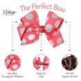 thumbnail image 4 of 6 Inch Grosgrain Hair Bow Hair Clip for Girls- Large Dots, 4 of 5