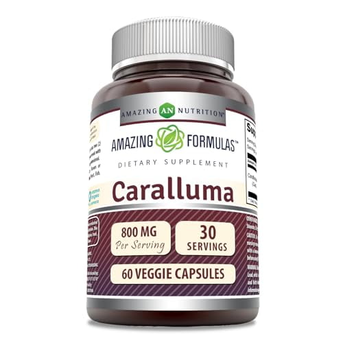 Suplemento Caralluma de fórmulas asombrosas | 800 mg por porción | 60 cápsulas vegetales | Sin OGM | Sin gluten | Hecho en EE.UU.