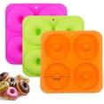 thumbnail image 1 of 3 moldes para hornear donas de 4 pulgadas, tamaño completo, moldes de silicona antiadherentes, bandejas para donas, sartenes para donas, 3 colores Xemadio WMZL-193, 1 of 9