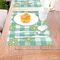 thumbnail image 5 of LNWH Green Plaid Floral Pattern Placemats, 6 PCS Heat Resistant Washable PVC Table Mats, 18"x12", 5 of 6