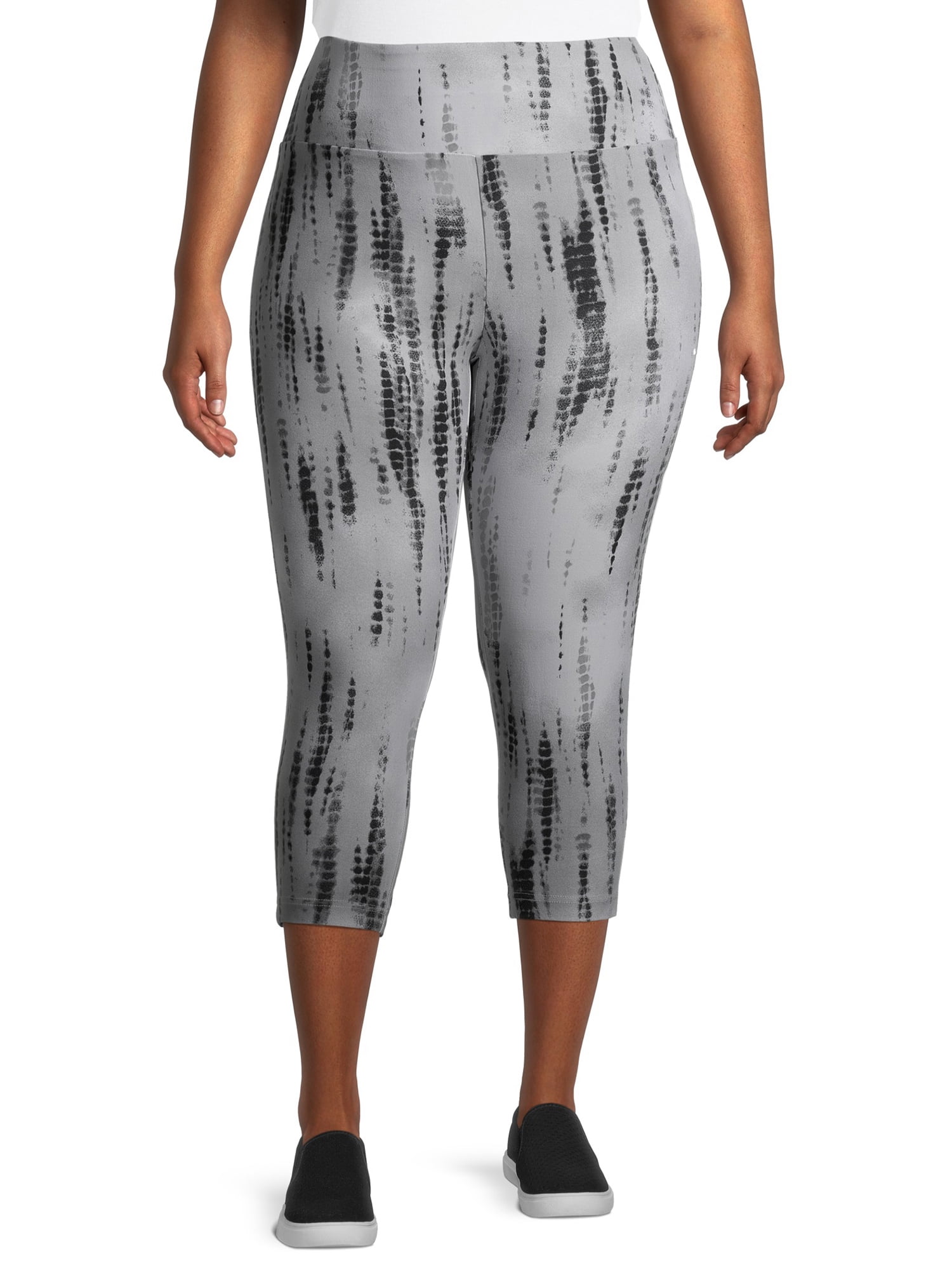 Terra & Sky Women's Plus Size Soft Printed Capri Leggings
