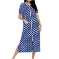 thumbnail image 2 of Censtreet Women Zipper Robe Short Sleeves Loungewear Dress Full Length Sleepwear Pockets Housecoat Nightgown Long Bathrobe S-XXL, 2 of 7