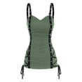 thumbnail image 6 of Women's Casual Summer Vest Solid Color Basic Eyelet Punk Style Strappy Vest New Women's Top-Army Green-XL, 6 of 7