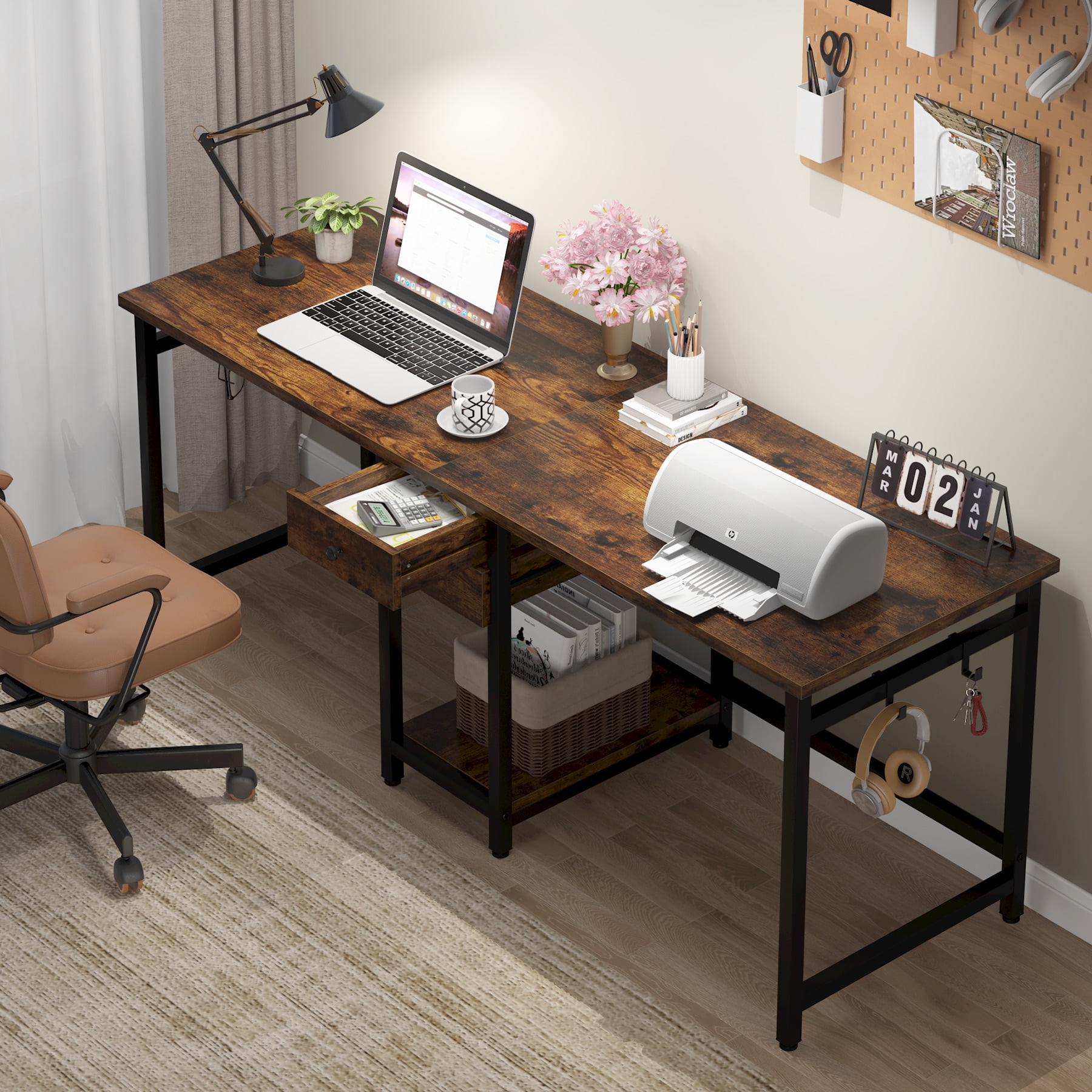 Tribesigns 2 Person Desk, 78 Inch Double Desk with 2 Drawers, Large