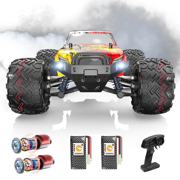 DEERC RC Cars High Speed Remote Control Car for Adults Kids 30+MPH, 1:16 Scales 4WD Off Road RC Monster Truck,Fast 2.4GHz All Terrains Toy Trucks Gifts for Boys,2 Batteries fo