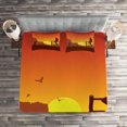 thumbnail image 2 of Ambesonne American Quilted Coverlet 3 Pcs, Wild West Sunset Scene, Queen Size, Burnt Orange, 2 of 2