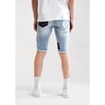 thumbnail image 4 of Embellish NYC Men's Rip & Repair Patchwork Distressed Skinny Denim Jean Shorts (34, Blue Stonewashed), 4 of 5
