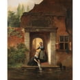 thumbnail image 2 of Johannes Stroebel 15x18 Black Ornate Wood Framed Double Matted Museum Art Print Titled - In the Laundry (1860), 2 of 5