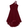 thumbnail image 5 of Manyakai One Shoulder Chiffon Flower Girl Dress Junior Kids Wedding Bridesmaid Gown Formal Party Burgundy 6, 5 of 7