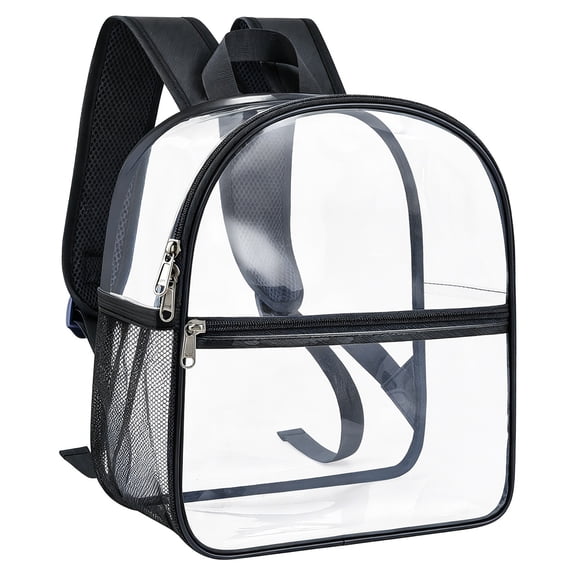 BinKFF Clear Backpack for School 12 x 12 x 6, Heavy Duty PVC Transparent Bookbag with Reinforced , Clear Bag for Stadium Events, Large Capacity Backpack for Security College Work Travel