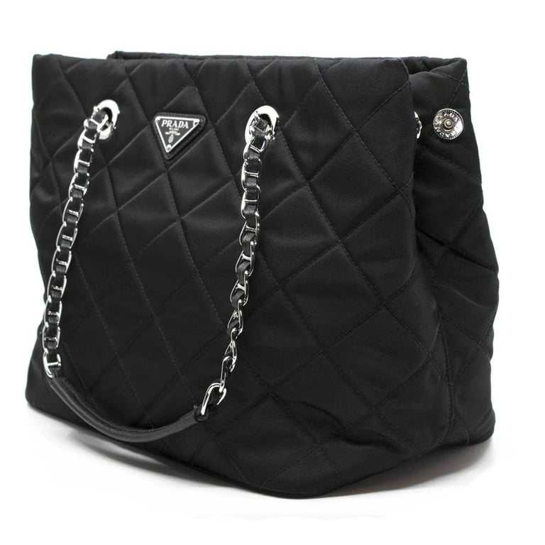 Prada Tessuto Nylon Tote with Chain Strap Shoulder Bag Pre Owned