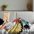 thumbnail image 3 of Indie Soft Flannel Fleece Throw Blanket, Animal and Food Themed Composition Crazy Doodle Panda Bird Cat Watermelon, Cozy Plush for Indoor and Outdoor Use, 70" x 90", Multicolor, by Ambesonne, 3 of 5