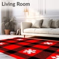 thumbnail image 2 of ODIKA 2'x3' Machine Washable Non-Slip Area Rug, Nordic Holiday Interlocking Tartan Plaid with Snowflake Motif High Traffic Rug with Pad, Red, 504077, 2 of 8