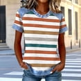 thumbnail image 2 of Women's Short Sleeve Tees Plus Size Lapel Crew Neck Denim Patchwork Waffle Pullover Tops Casual Loose T Shirts (XL, Khaki), 2 of 5