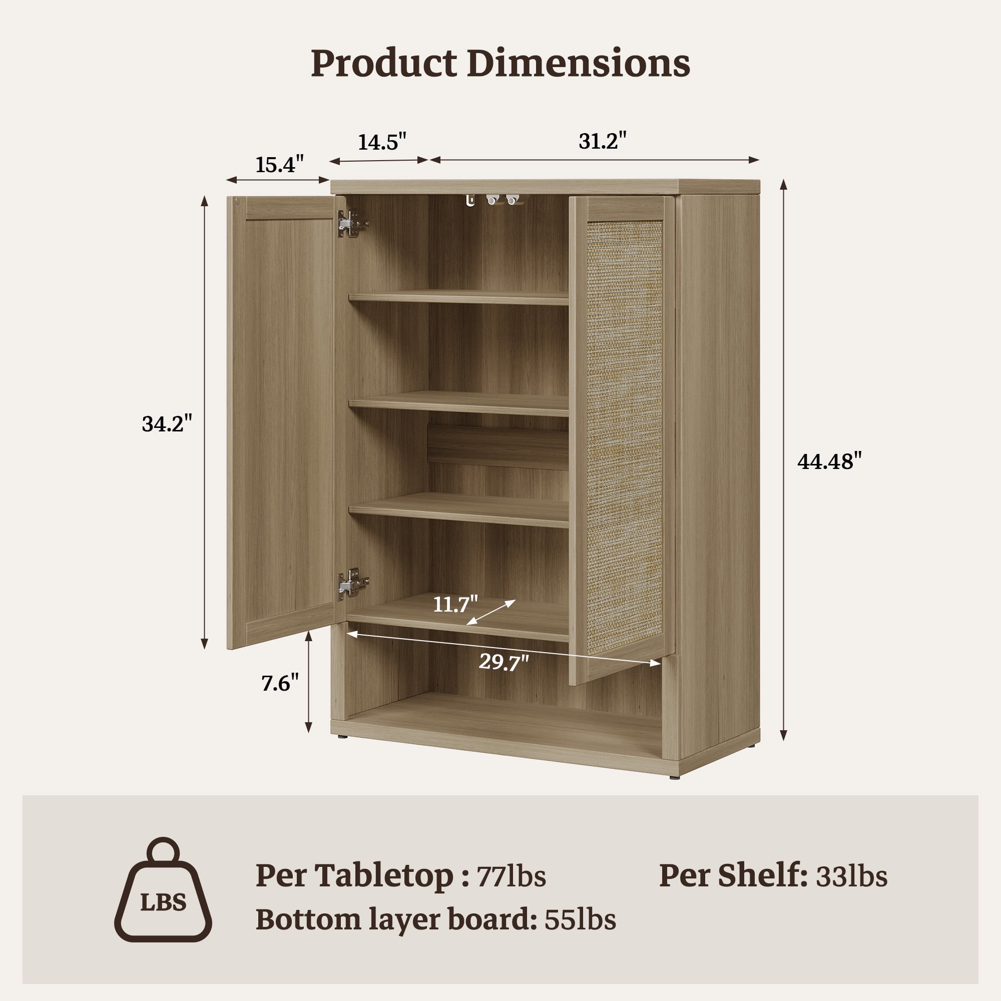 SICOTAS Boho 5-Tier Tall Shoe Cabinet Set of 3 with Adjustable