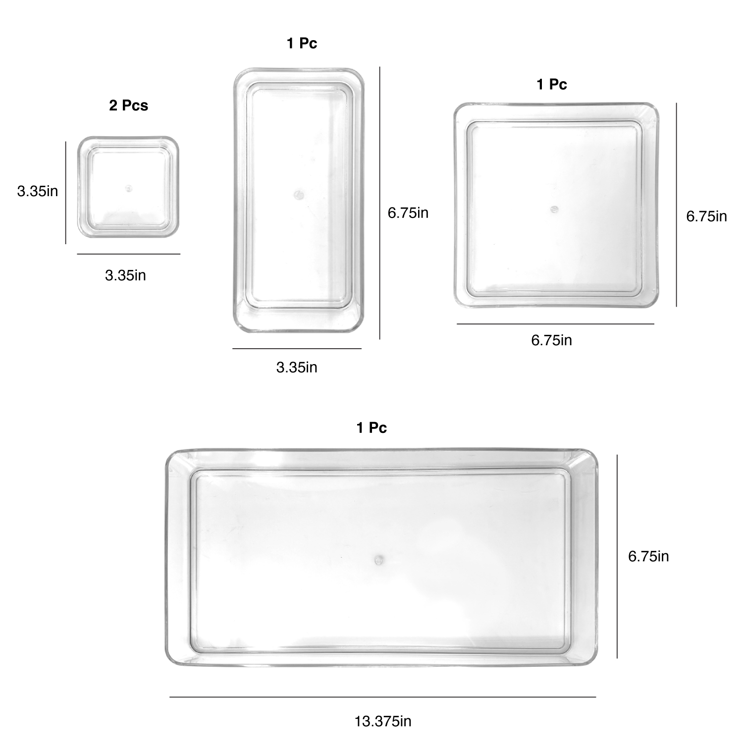 Isaac Jacobs Clear Stackable Drawer Organizer Set, 5-Piece – Multi-Size Plastic Storage Bins for Kitchen, Bathroom, Vanity, Office, and Home Organization