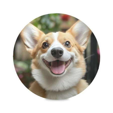 

WOBOGO Cute Corgi Round Placemats Set of 1 Heat Resistant Washable Kitchen Table Decorations 15.4in