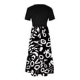 thumbnail image 3 of Penkiiy Women Floral Print Short Sleeve Dress Loose Plain Casual Summer Flowy Tiered Long Maxi Dresses with Pockets 2XL Black, 3 of 4