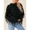 thumbnail image 6 of Arvbitana Women Knit Sweater Long Sleeve Pullover Crew Neck Tasseled Solid Color Tops Streetwear Loose Casual Fashion Cropped Tops, 6 of 9