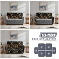 thumbnail image 5 of TSOVTHRID Black Golden Marble Texture Print Loveseat Sofa Cover for 2 Seat Sofa Recliner Loveseat Cover 6-Piece Stretch Couch Cover Washable Furniture Protector for Dog Pet, 5 of 7