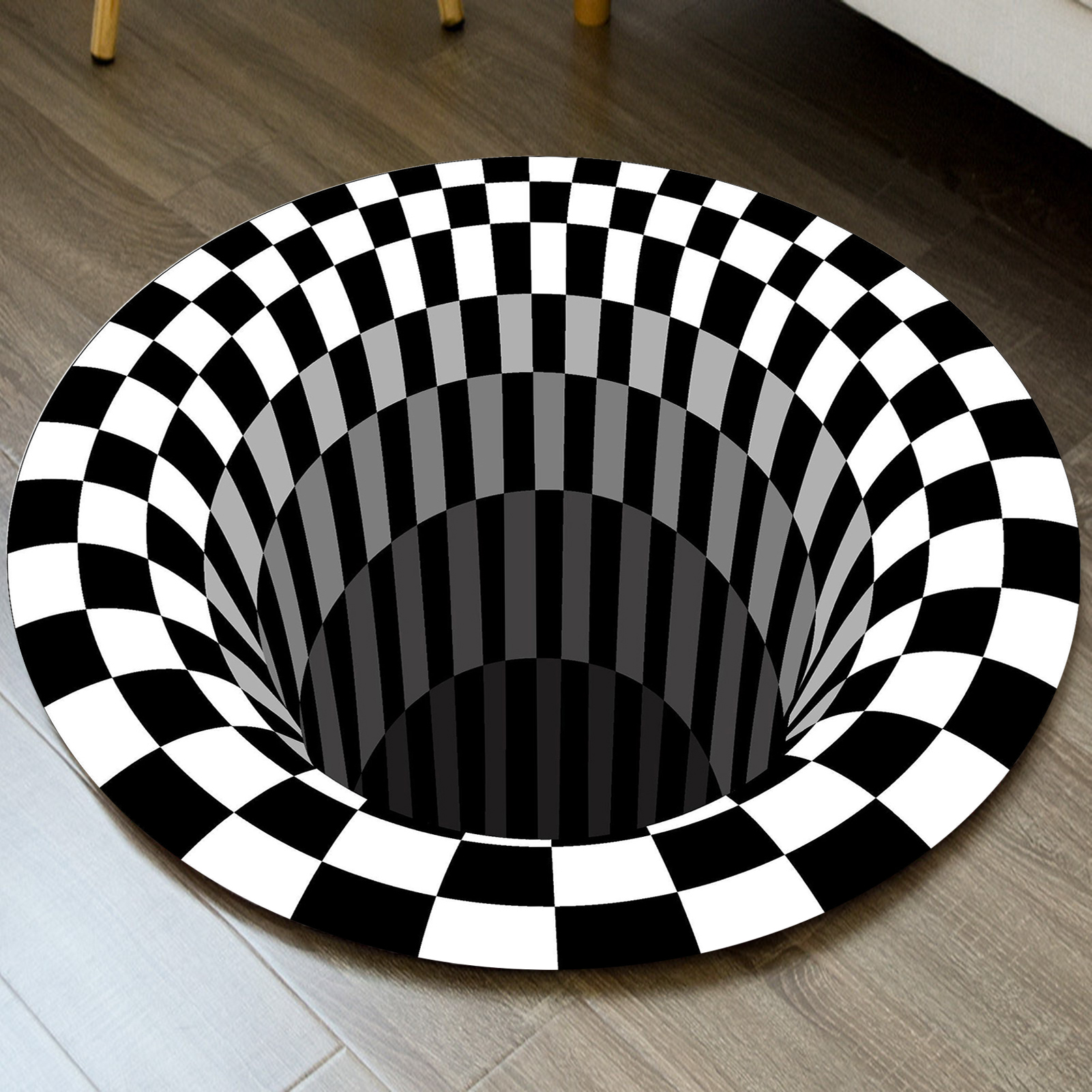 3d Vortex Illusion Black White Creative Doormat Non - Temu