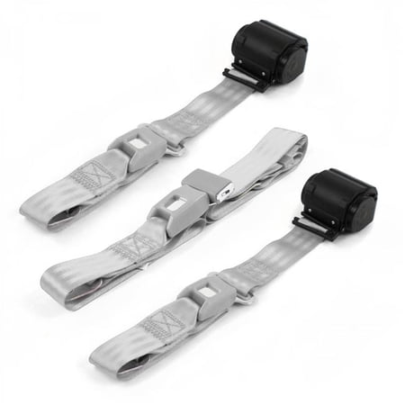 SafeTBoy Standard 2 Point Gray & Grey Retractable Bench Seat Belt Kit for Early Cars 1928-1932 - 3 Belts