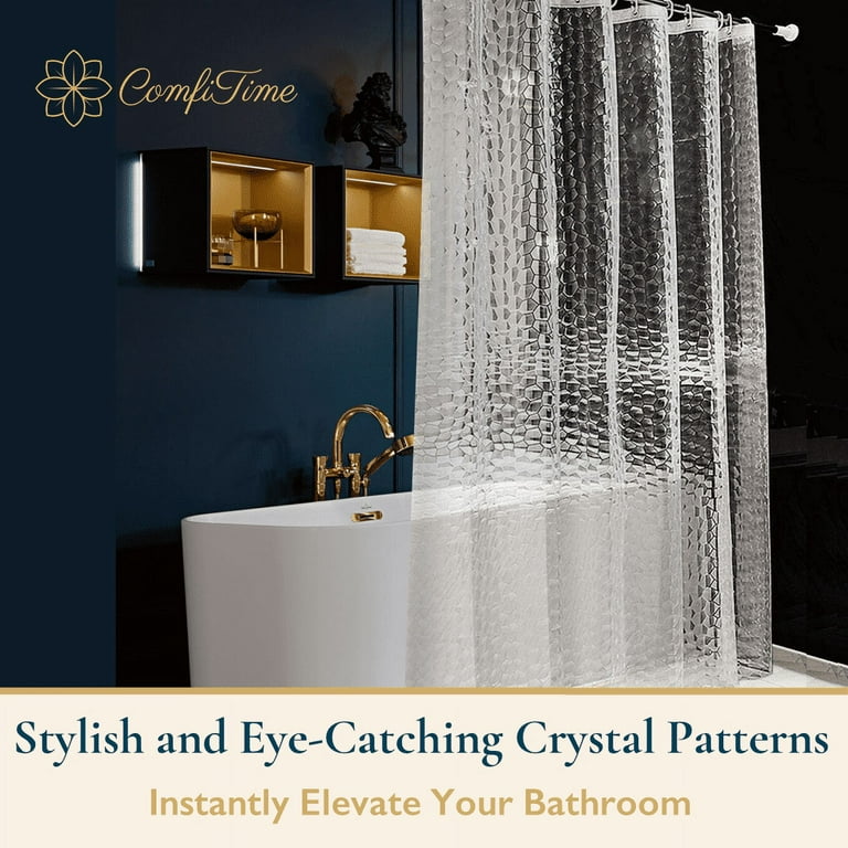 ComfiTime Clear Shower Curtain Liner | 8G Heavy-Duty Mildew/Mold-Resistant  Shower Liner with Weighted Magnets, 100% EVA Vinyl, Rustproof Brass