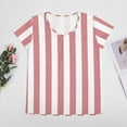 thumbnail image 4 of Aesthetic Light Pink And White Vertical Women's Blouse Short Sleeve Women's Top T-Shirt Spring Summer Clothes, 4 of 7