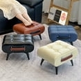 thumbnail image 4 of 1pc Oil Wax Leather Low Stools, Footstools, Leather Padded Footstools, Stylish & Versatile For Sofa End, Shoe Changing Stools For Living Rooms,  Foyers, Entrance, Bedroom, Home Decor Furniture, 4 of 14