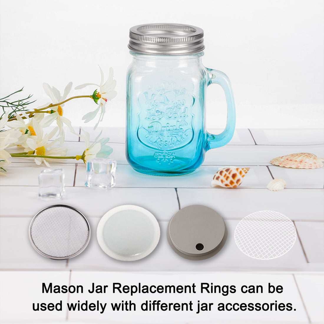 sourcing map 6pcs Stainless Steel Regular Mouth 2.76 Inch Dia Mason Jar Replacement Rings Rust Resistant Non-Split Ring for Mason Jar Ball Jar Canning Jars Silver Tone 
