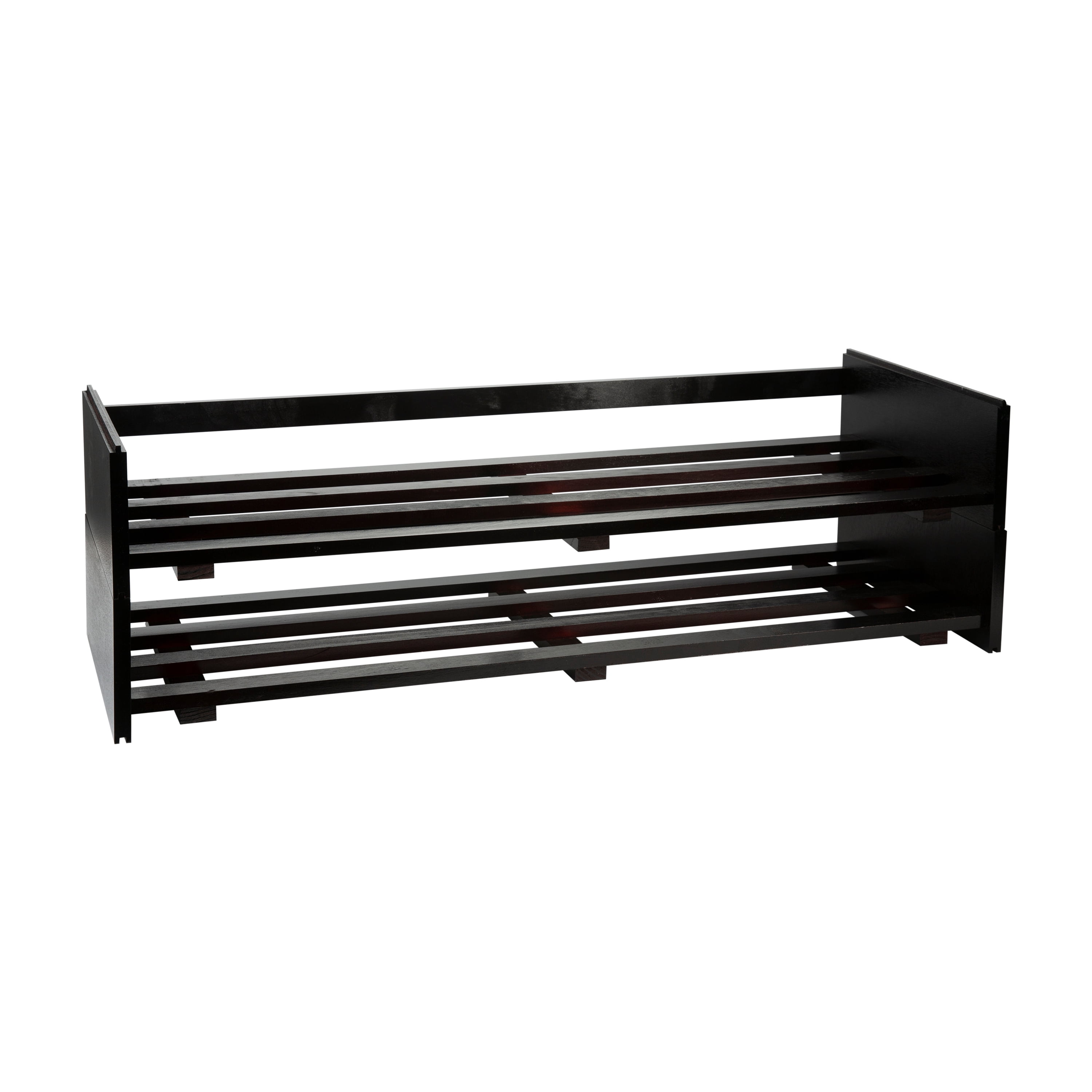 Organize It All 2 Tier Stackable Wood 8 Pairs Shoe Rack in Brown
