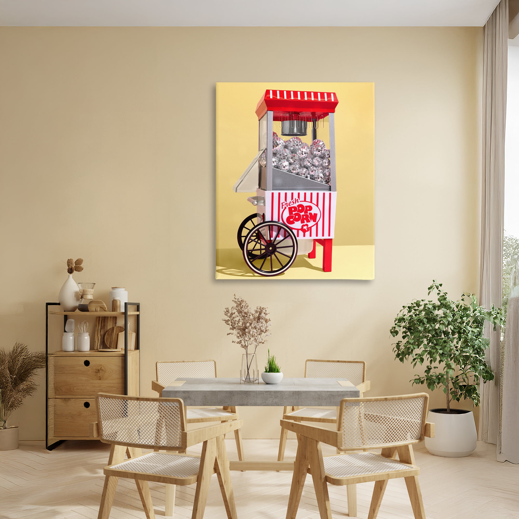 Stupell Industries Disco Popcorn over Yellow Canvas Wall Art, design by LISH Creative