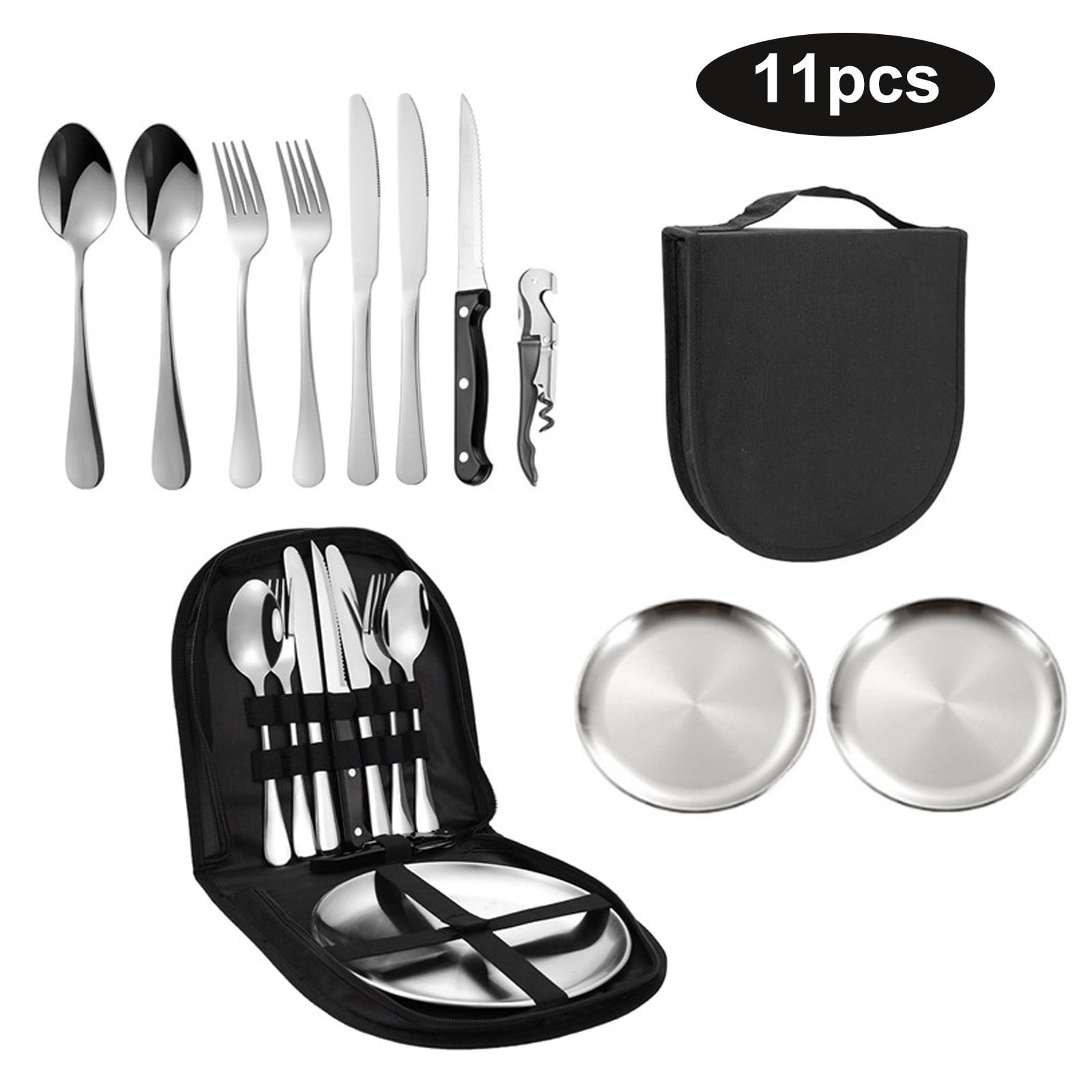 RUNWIN Camping Mess Kits Camping Utensils for 2 Person Camping ...