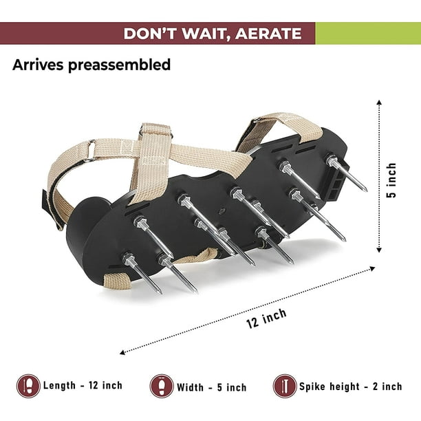 PLANTNOMICS Lawn Aerator Shoes with Hook and Loop Straps User Manual Wrench Pre Assemb Fully Adjustable