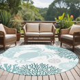 thumbnail image 4 of Teal Green Crab Coastal Large Round Rug 8 FT, Non Slip Living Room Area Carpet, Summer Coral Nautical Washable Soft Circle Rug Non-Shedding Floor Carpet for Bedroom Office Dining Room, 4 of 9