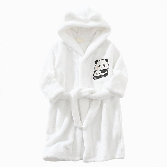 Dagaeig Boys Girls Kids Hooded Bathrobe,1T 2T 3T 4T 5T 6T 7T 7T Little Kids Soft Flannel Loungewear Robe with Adjustable Tie,Cartoon Print,for Toddlers to Kids Pajamas 9-10 Years