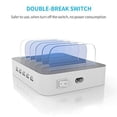 thumbnail image 3 of Charging Station for Multiple Devices, MSTJRY 5 Port Multi USB-A Charger Station with Power Switch Designed for iPhone iPad Cell Phone Tablets (White, 6 Mixed Short Cables Included), 3 of 5