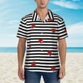 thumbnail image 4 of Kll Men'S Hawaiian Shirt Short Sleeve Button Down Beach Shirts-Ladybugs On Black And White Striped, 4 of 8