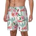 thumbnail image 2 of Balery Flamingo Flower Mens Swim Trunks Swim Shorts for Men Quick Dry Inseam Beach Shorts with Compression Liner Pocket-Small, 2 of 9