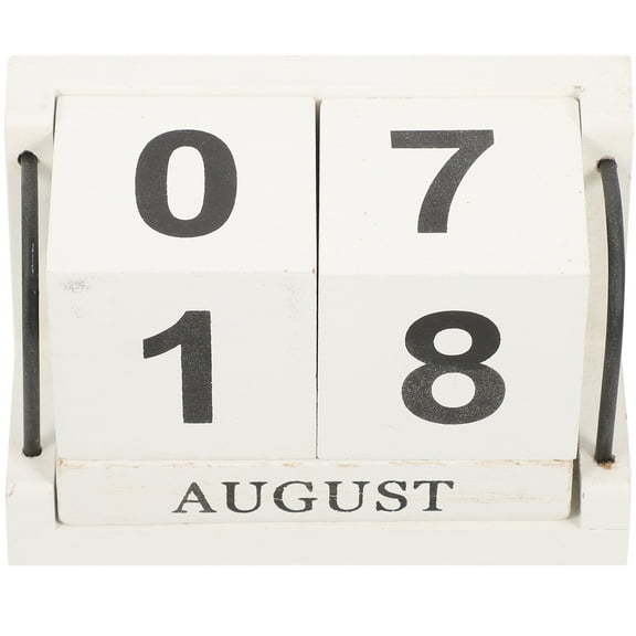 1 Set Calendar Block for Home Office Desk Wooden Perpetual Date Decoration