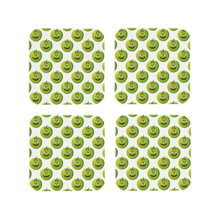 

Tideii Happy Fruit for Leather Coasters 4 Pieces Anti-fouling and Anti-scalding Decorative Coasters Suitable for Restaurants Kitchens Coffee Shops-Square