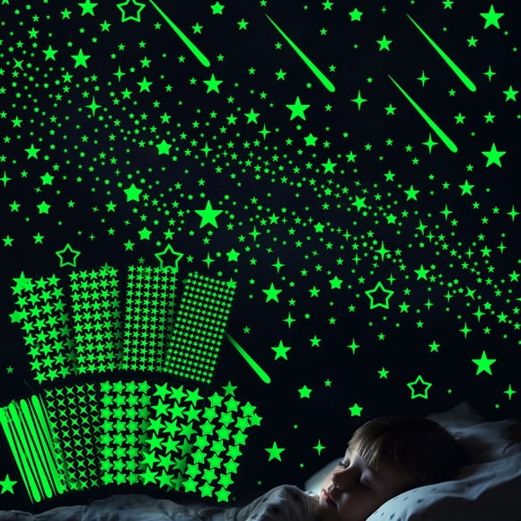 RKSTN Autocollants PVC Changeant de Couleur Étoiles Brillantes Brillent dans le Noir Autocollants pour Chambre d'Enfants Chambre Fenêtre Fête Décoration Murale Autocollants Fluorescents