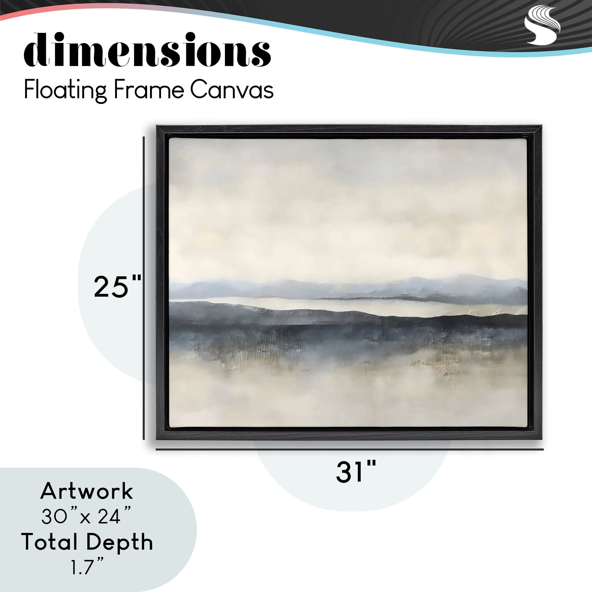 Stupell Industries Misty Muted Horizon Black Framed Floater Canvas Wall Art, design by Riley B