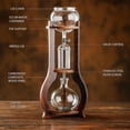 thumbnail image 3 of Iced Coffee Cold Brew Drip Tower Coffee Maker, 6–8 Cup Manual Cold Brew Brewer with Adjustable Valve, Wooden Frame & Glassware, Slow Cold Extraction System, 3 of 9