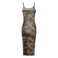 thumbnail image 5 of Vestido de Verano para las Mujeres, Vestido Largo Delgado Cuello Redondo sin Mangas de Impresión de Leopardo Sexy Hecho de Poliéster Ligero, Vestido Sexy para las Mujeres, 5 of 5