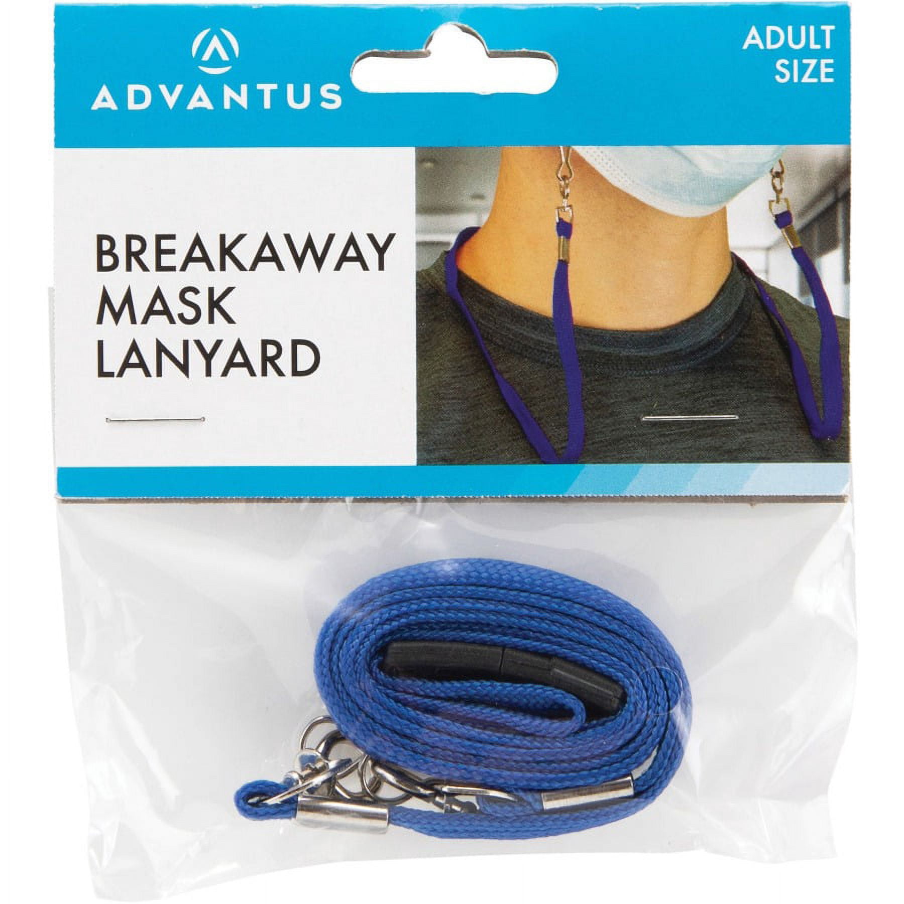 Advantus Face Mask Lanyard - 10 / Pack - 30" Length - Blue