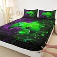 thumbnail image 3 of Homewish Kids Game Console Queen Sheet Sets,Modern Video Game Flat Sheet,Green Purple Black Queen Fitted Sheet For Boys,Breathable Home Decor,4 Pieces, 3 of 7